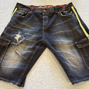 Smuggler's Moon Men's 42 (38) Dark Indigo Distressed Butterfly Shorts